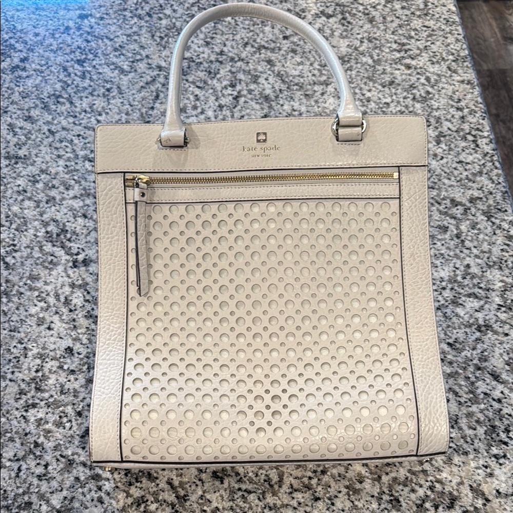Kate Spade Cream Leather Tote with Textured Design